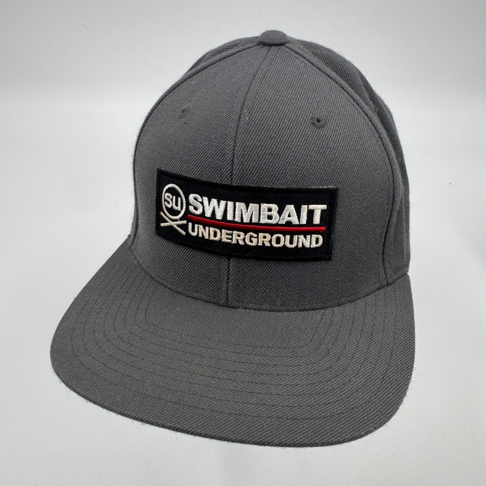 Swimbait Underground Snapback Hat Mens OSFM Gray Flat Bill Fishing Cap Patch